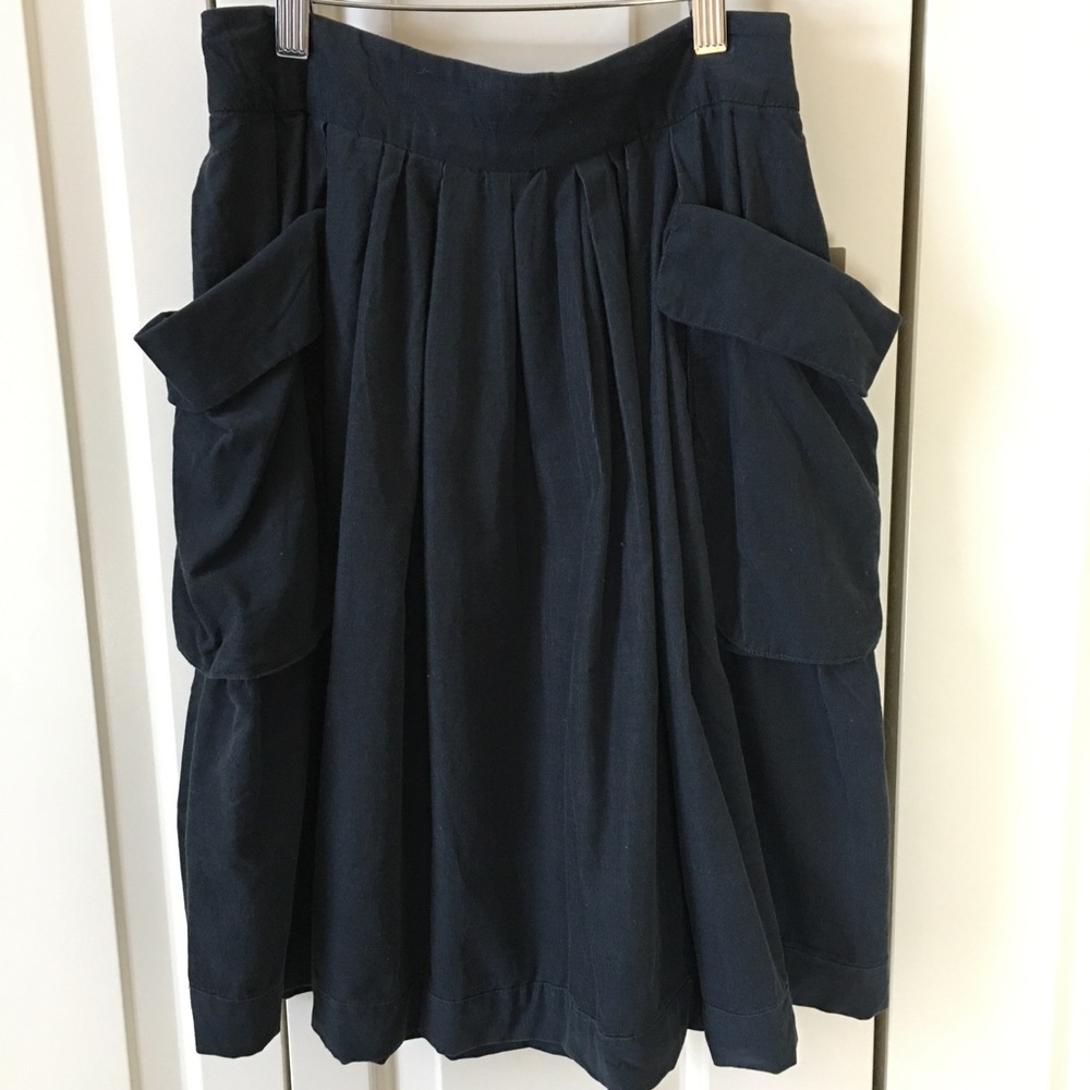 Anthropologie Maeve Dark Gray Blue Corduroy Skirt